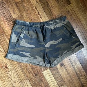 PINK Camo Sweatshirt Material Shorts